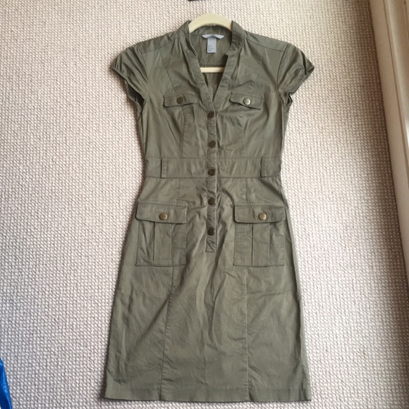 Military style cotton sheath dress - Picture 1 of 7